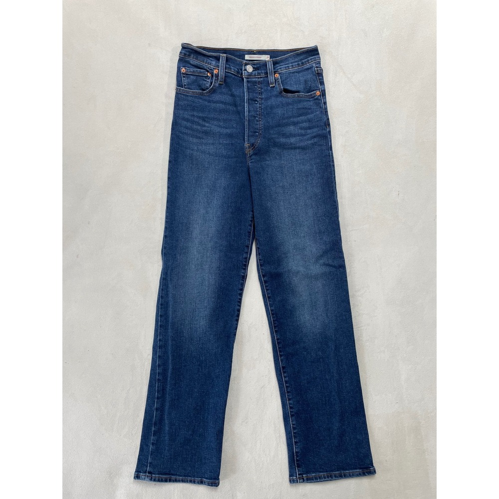 Levis Ribcage Straight Jeans Womens 29 Blue High Rise Button Fly 79078-0046